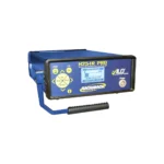 The Bacharach H25-IR PRO portable gas leak detector stands out with its blue and black exterior, user-friendly control panel with buttons, digital display, and a convenient carrying handle.