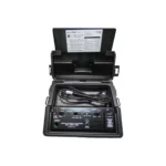 The Bacharach H-10 PRO is a sleek black electronic refrigerant leak detector featuring an open lid, various buttons and connectors, and a coiled cable inside for precision leak detection. - Ribble Marine