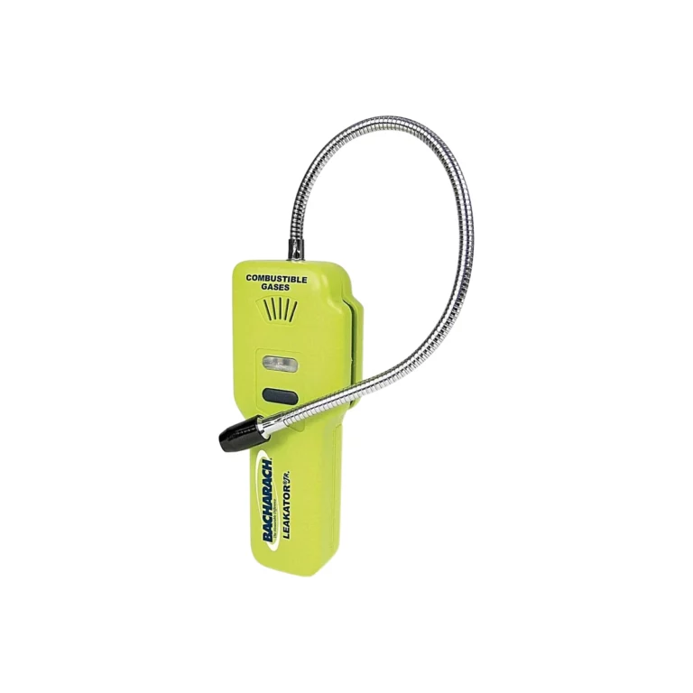The Bacharach Leakator Jr. is a compact, yellow handheld gas leak detector with a flexible probe for identifying combustible gases, offering advanced reliability comparable to the renowned Bacharach Informant 2. - Ribble Marine