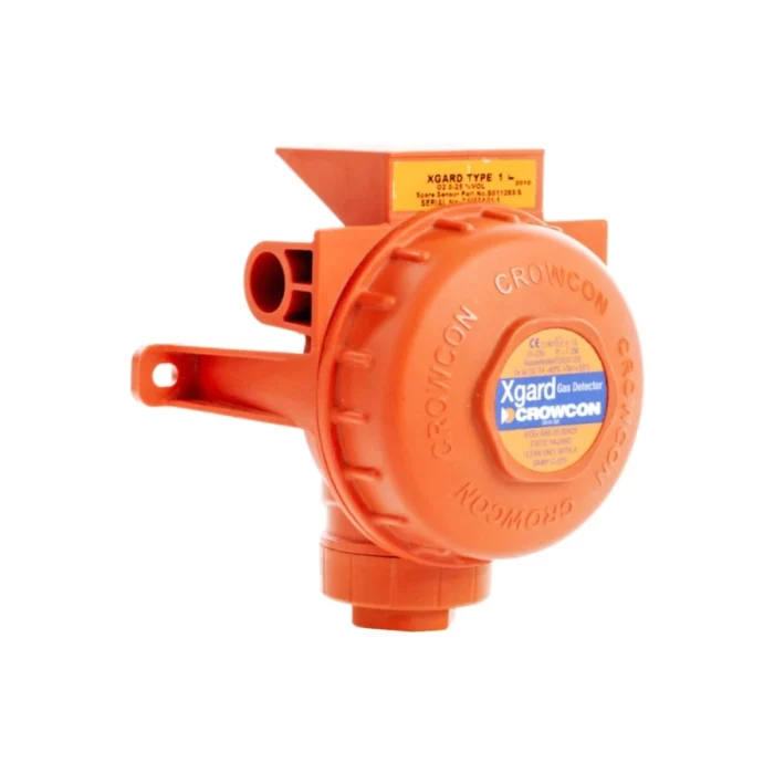 An orange Crowcon Xgard gas detector, complete with a mounting bracket and a clearly labeled front panel. - Ribble Marine