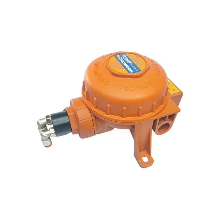 The Crowcon Xgard is an orange circular object with a distinct blue label. - Ribble Marine