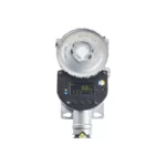 The Crowcon Xgard IQ gas detector, designed for industrial safety and precision, includes a digital display with labeled buttons displaying 0.0 and is mounted on a silver base with a round protective cover. - Ribble Marine