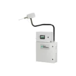 The Green Instruments G7200, an industrial device, features a white body, flexible black hose and probe, green logo, and small screen for precise monitoring or measurement tasks. - Ribble Marine