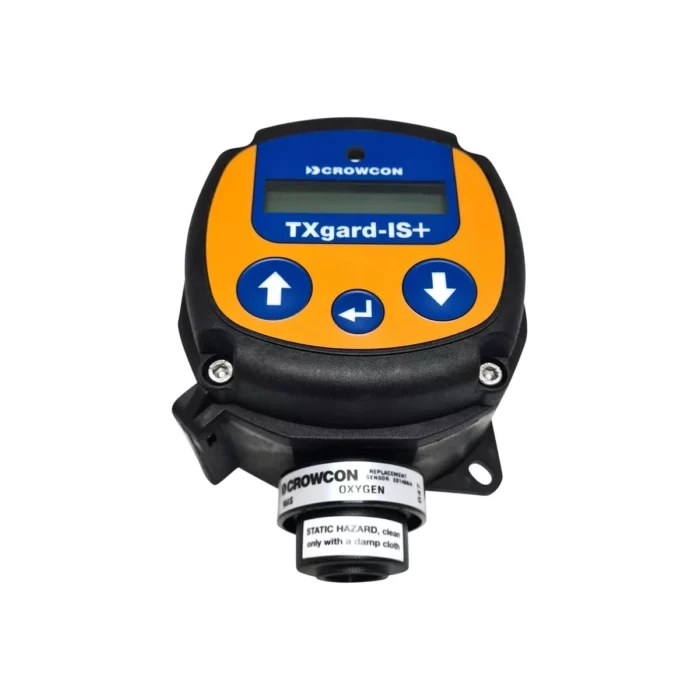 The Crowcon TXgard IS+, a yellow and black gas detector, features a display and control buttons for precise oxygen level monitoring. - Ribble Marine
